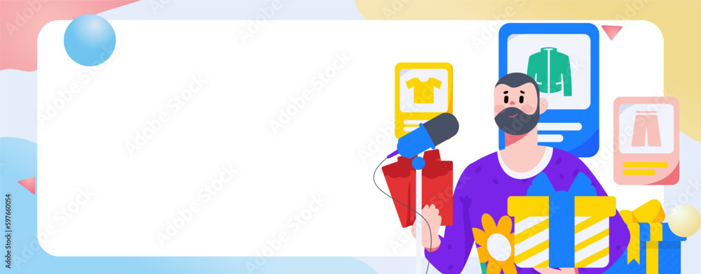 Holiday Shopping E-Commerce Online Shopping People Flat Vector Concept Operation Hand Drawn Illustration
