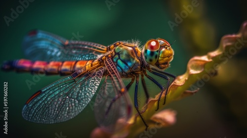 Discovering the Extraterrestrial-Like Wings of Garden Dragonflies: A Stunning Close-up Photoshoot of Nature's Marvels, Generative AI © Georgy