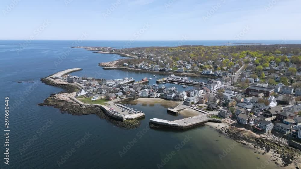 Ocean pier town sky view with blue skies and boats Ocean pier town sky view with blue skies and boats