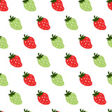 Summer Freshness Fruit Green and Red Berries Vector Pattern