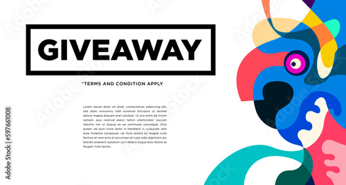 Colorful abstract geometric and fluid banner template for marketing promotion material. Giveaway, cash back, gift card, and member card bonus design template.
