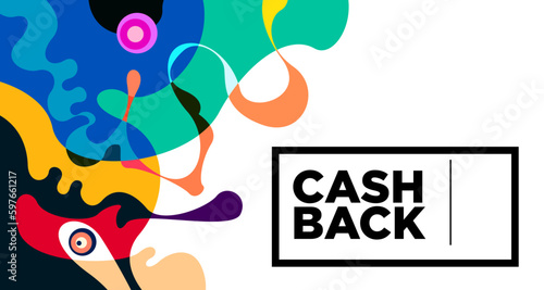 Colorful abstract geometric and fluid banner template for marketing promotion material. Giveaway, cash back, gift card, and member card bonus design template.