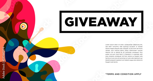 Colorful abstract geometric and fluid banner template for marketing promotion material. Giveaway, cash back, gift card, and member card bonus design template.