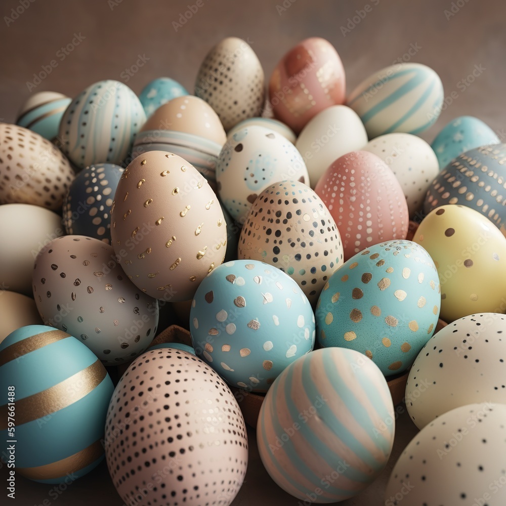 Several easter eggs piled together.