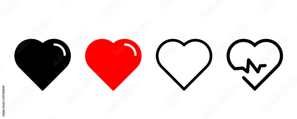 Heart vector icons set