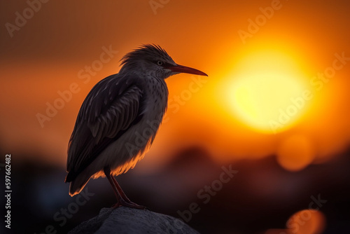  bird looking at the sunset