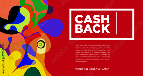 Colorful abstract geometric and fluid banner template for marketing promotion material. Giveaway cash back gift card and member card bonus design template.