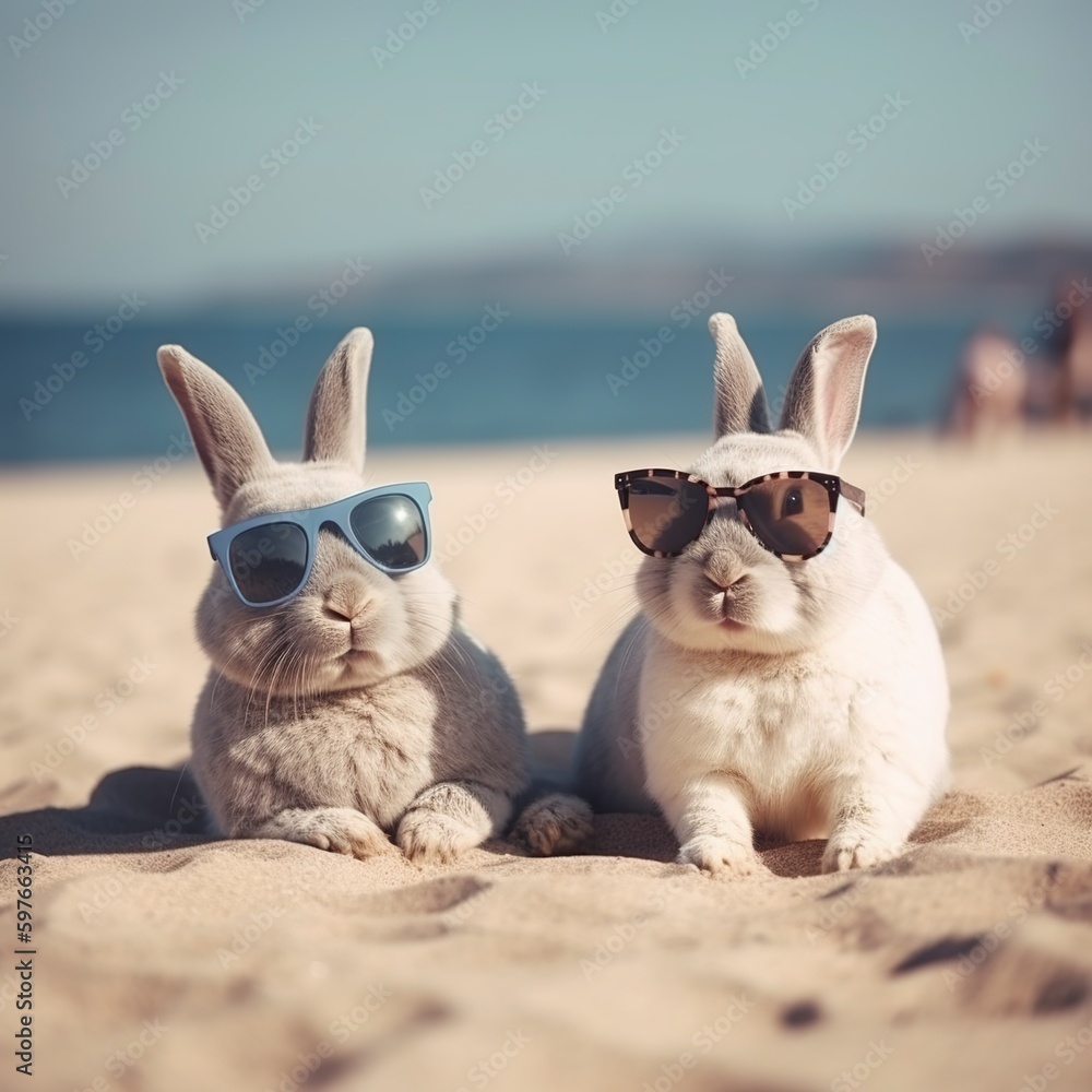 easter bunny on the beach.