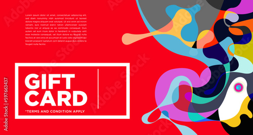 Colorful abstract geometric and fluid banner template for marketing promotion material. Giveaway cash back gift card and member card bonus design template.