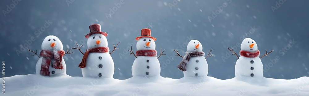 Generative AI image of a snowman banner