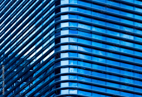 Modern office building with blue glass window