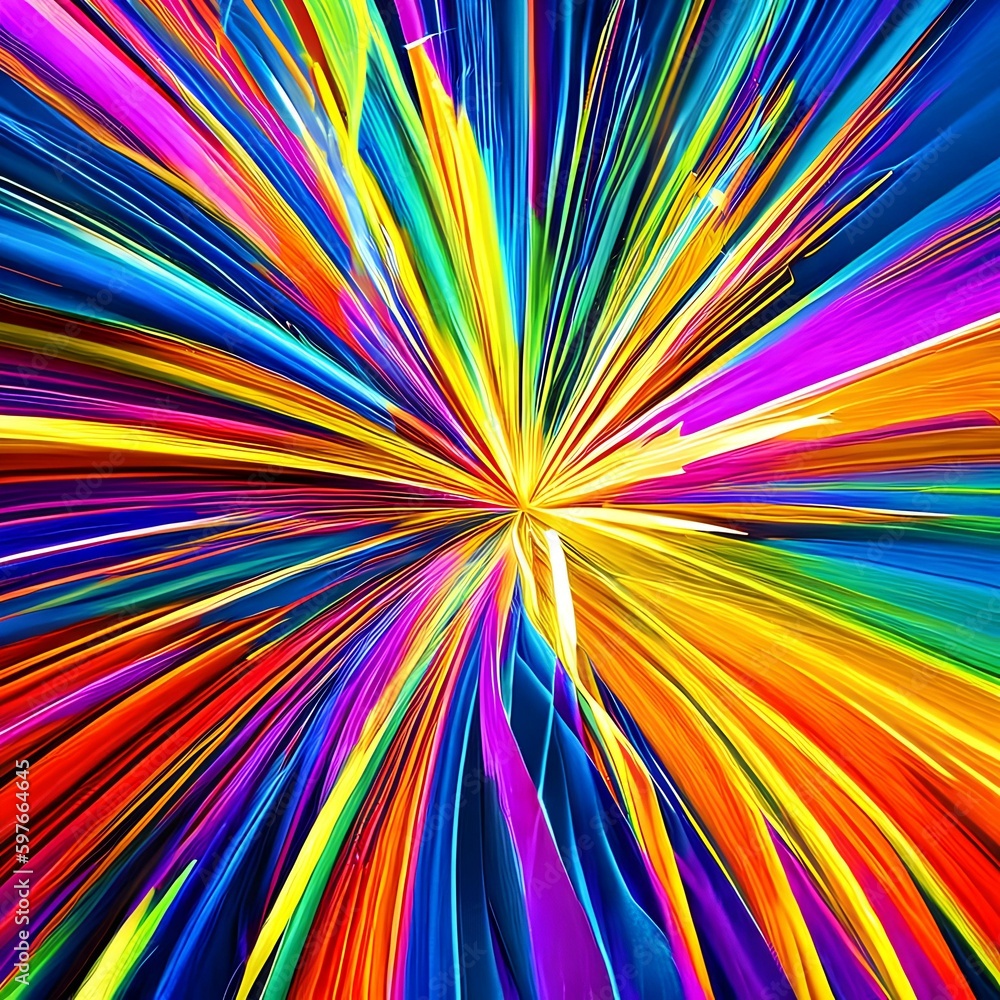 Fototapeta premium An explosion of vibrant colors with sharp lines and geometric shapes creating a dynamic and chaotic composition5, Generative AI