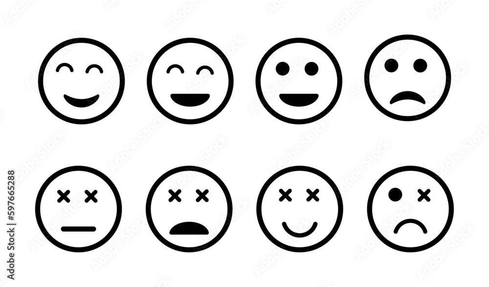 Smiley vector flat icons set Smiley vector flat icons set