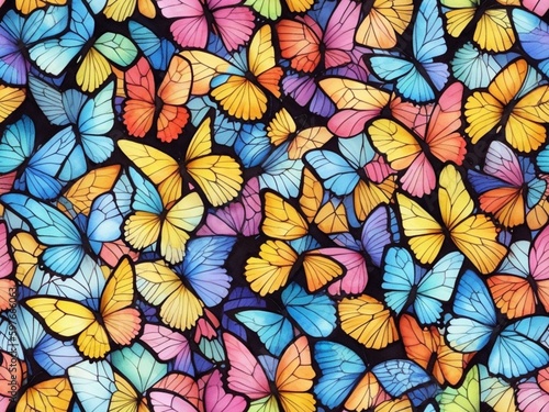 seamless pattern with butterflies, watercolor, generated IA