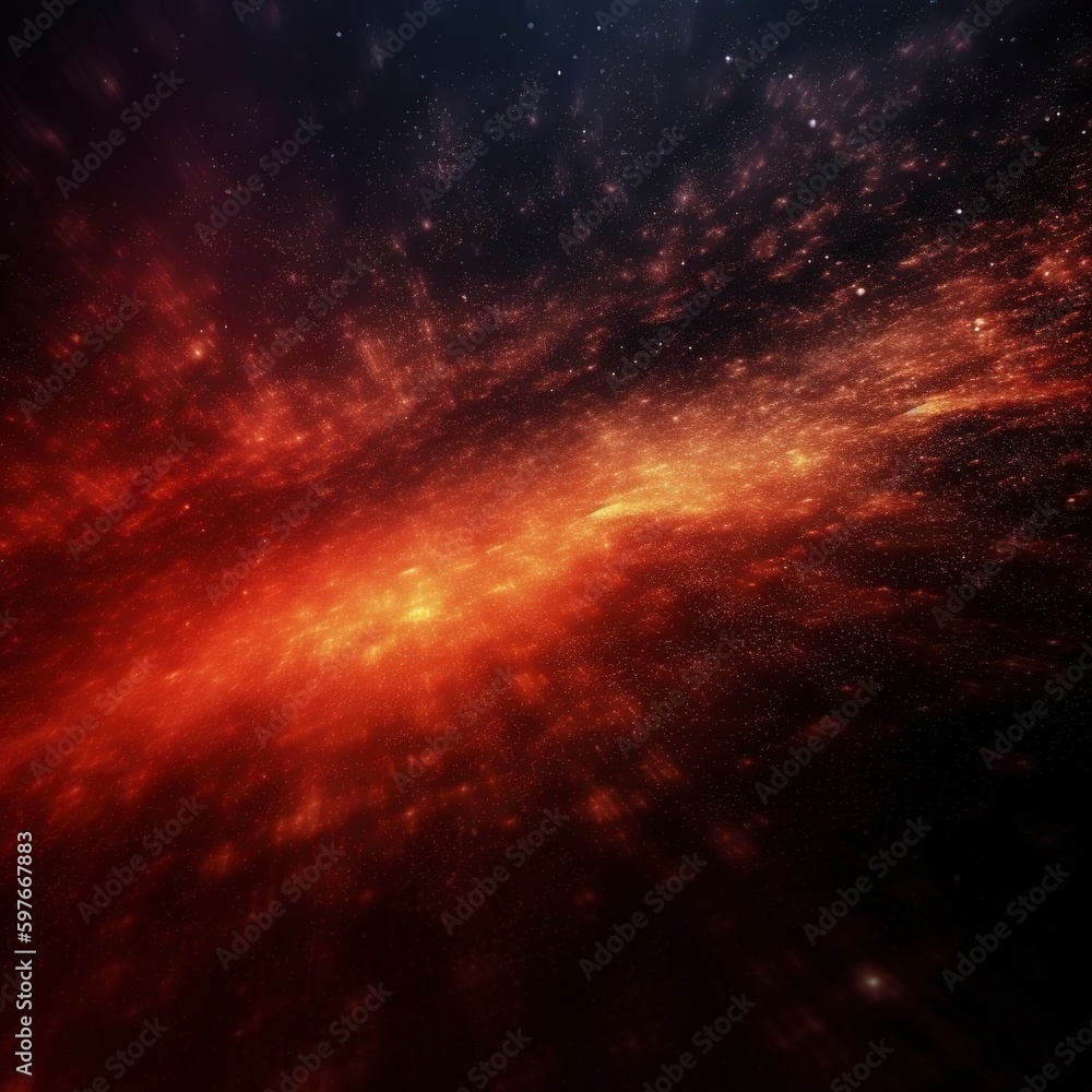 Fototapeta premium Burning fire. Dark black abstract art background with a reddish-yellow sparkling glitter vapor texture.