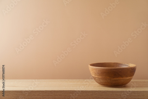 Принти на полотні Empty wooden bowl on table over modern  background