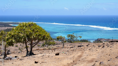 Canvastavla Paysage de l'île Rodrigues (Archipel des Mascareignes) dans l'océan Indien, surn