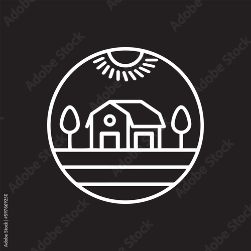 Simple Livestock Farm Logo Design with Barn Illustration © faffy06