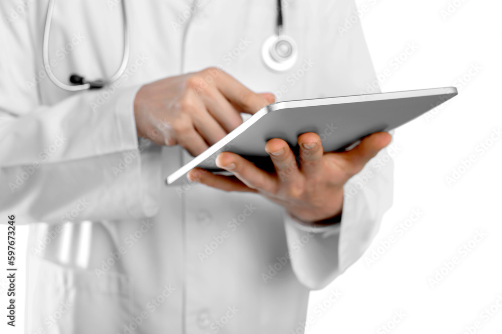 Doctor at hospital working with digital tablet Doctor at hospital working with digital tablet