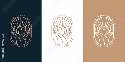 Farm family emblem monoline logo