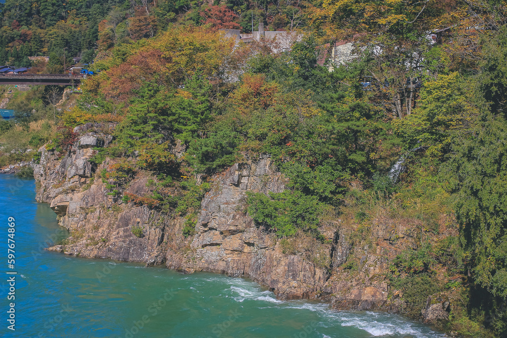 1 Nov 2013 Sho river, main river at Shirakawa village .