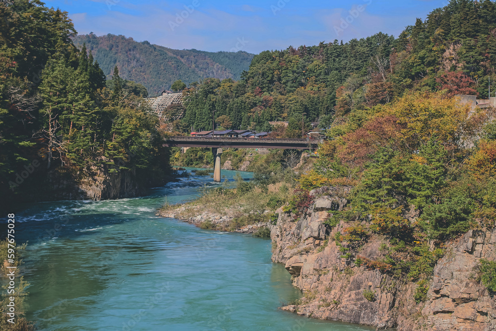 1 Nov 2013 Sho river, main river at Shirakawa village .