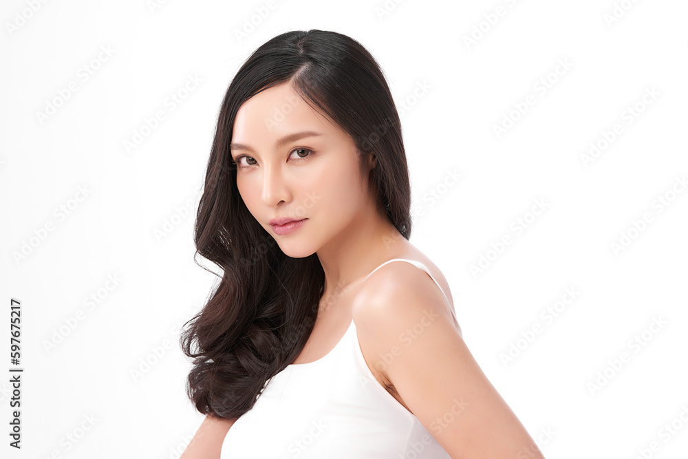 Beautiful young asian woman with clean fresh skin on white background, Face care, Facial treatment, Cosmetology, beauty and spa, Asian women portrait. Beautiful young asian woman with clean fresh skin on white background, Face care, Facial treatment, Cosmetology, beauty and spa, Asian women portrait.