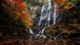 Nature's Symphony: Nachi Falls Amidst Autumn Splendor