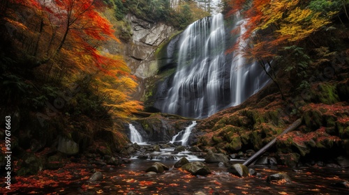 Nature's Symphony: Nachi Falls Amidst Autumn Splendor