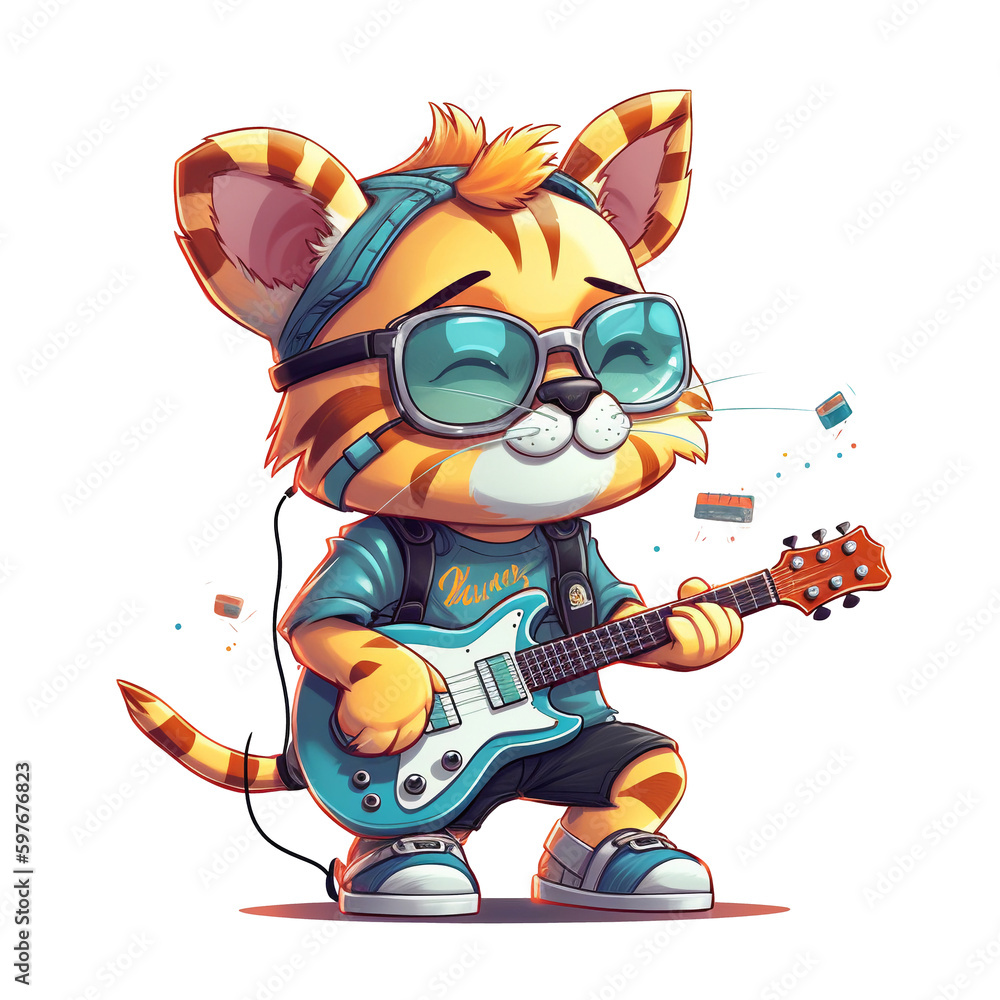 Illustration 2D cute cat character AI Generative Illustration 2D cute cat character AI Generative