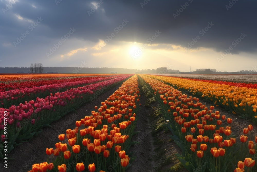 Dutch Holland Tulip Flower Field Festival in the Netherlands at Susnet ...