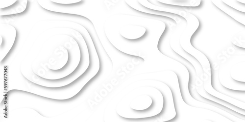 Abstract white 3d papercut background with waves. Topographic canyon geometric map relief texture with curved layers and shadow background. Material design concept vector illustration, white papercut.