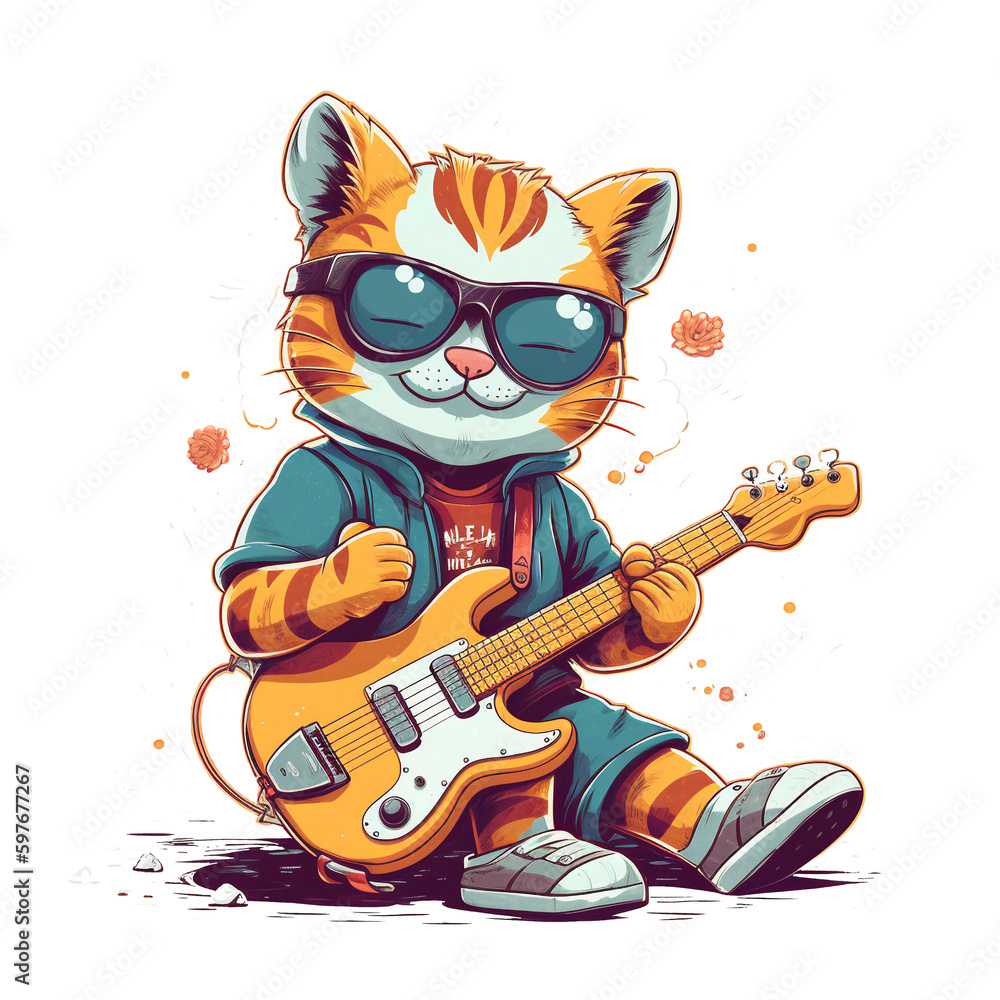 Illustration cute tiger character AI Generative