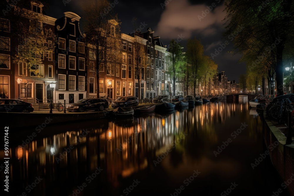 The Amsterdam Canal Houses, Close up, Windows, Stunning Scenic Landscape Wallpaper, Generative AI