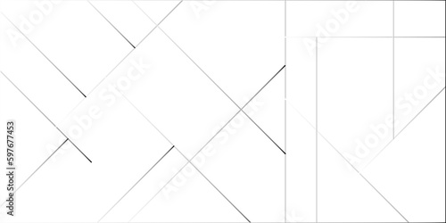 Abstract geometric random chaotic lines with many squares and triangles shape on white background. Stape gold line and white background.