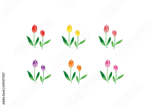 チューリップのイラスト6色セット