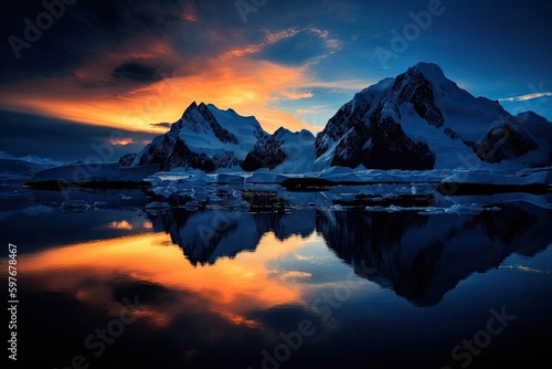 Antarctic Iceberg at Sunset  Glacier Melting and Global Warming  Stunning Scenic Landscape Wallpaper  Generative AI