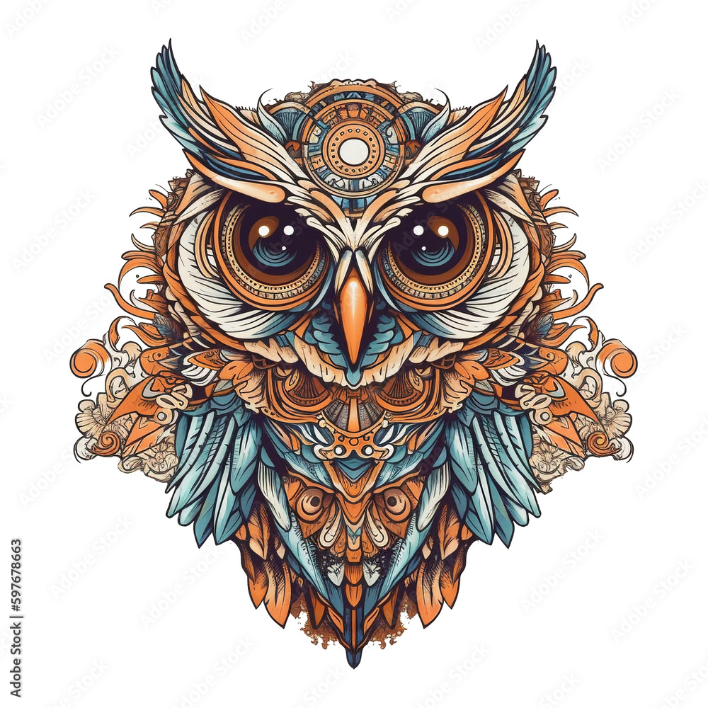 Illustration owl face AI Generative Illustration owl face AI Generative
