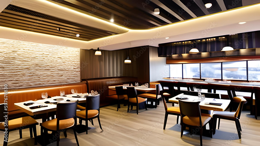 Obraz premium interior of the restaurant - AI Generative