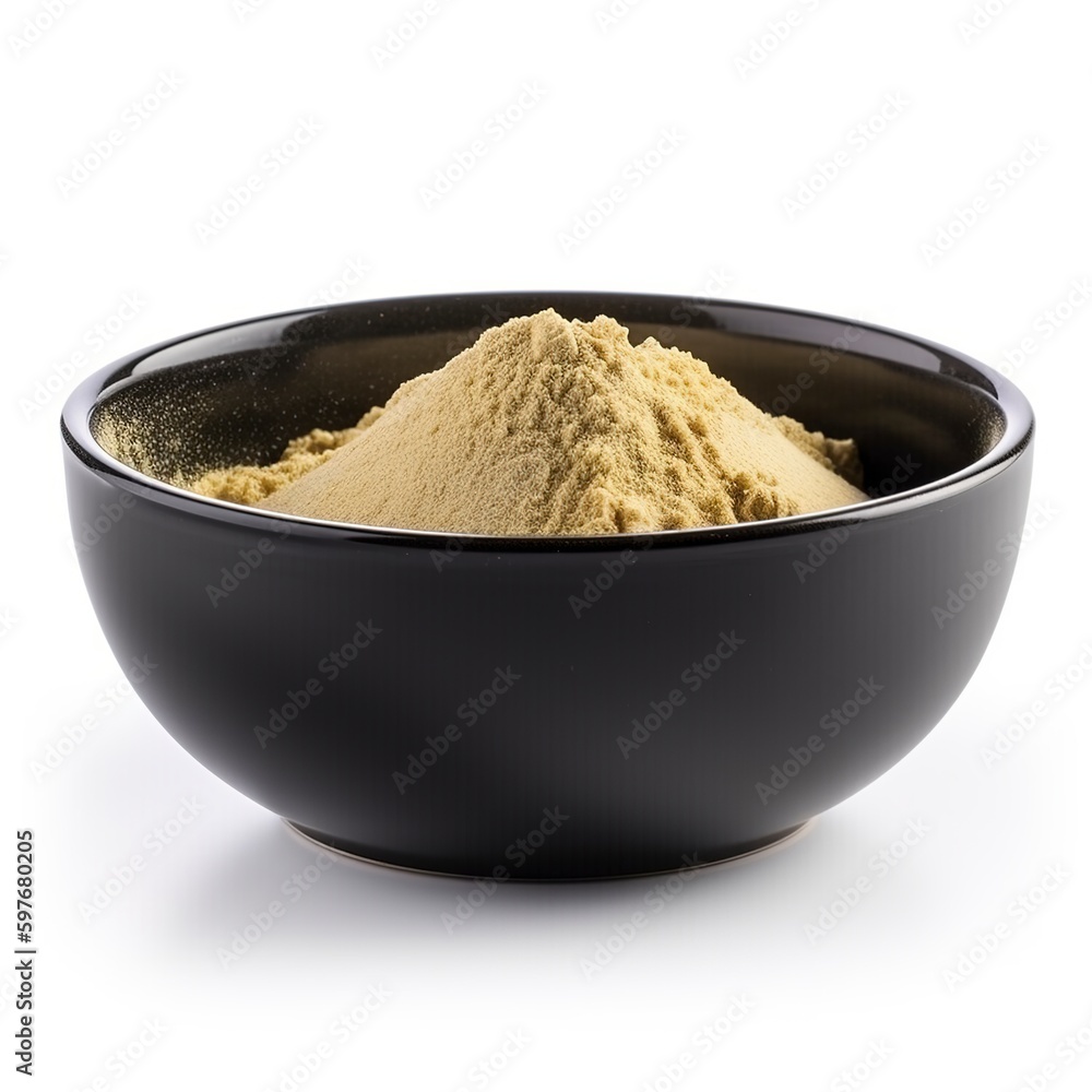 powder in a bowl on white background. powder in a bowl on white background.