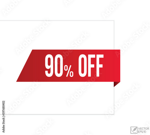 Vector illustration 90% off banner design, Isolated web element.