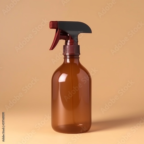 One glass spray bottle, amber brown in color, including a clutch trigger and plastic nozzle. Ideal for creating sustainable and environmentally friendly cleaning products at home.