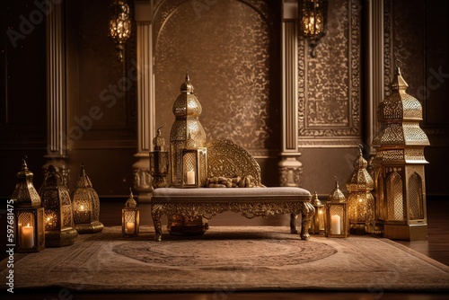 golden glossy luxury miniature mosque ,generative AI © Dipankar