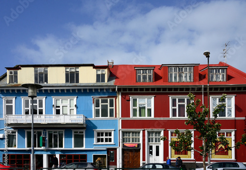 colorful facades of buildings, old town of Reykjavik, Iceland