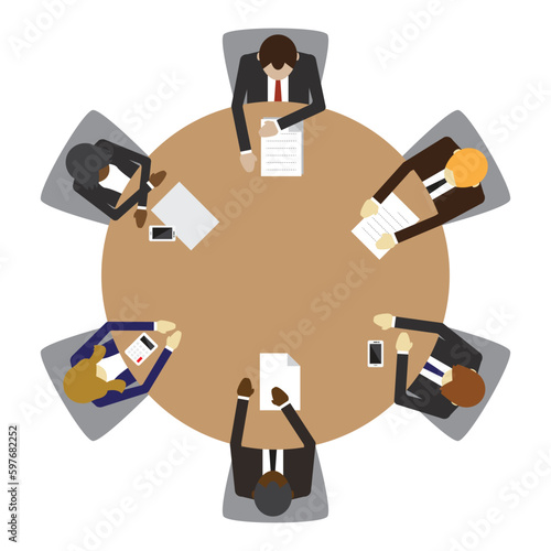 Business people sitting on a round table meeting