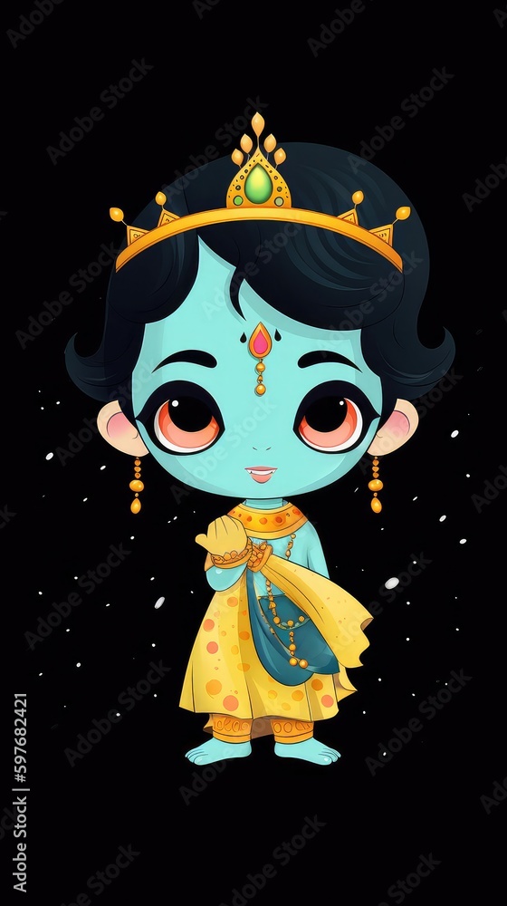 Little Krishna Painting.Generative Al high quality Little Krishna Painting.Generative Al high quality