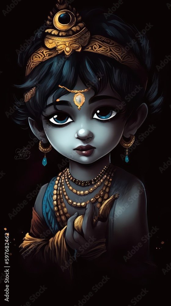 Little  Krishna Painting.Generative  Al  high quality