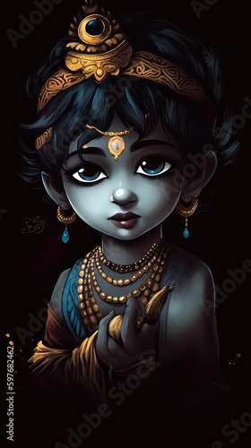 Little Krishna Painting.Generative Al high quality
