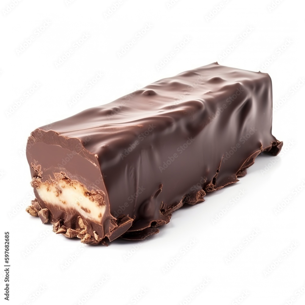Ice cream bar with a chocolate coating that has been bit. Generative AI. Ice cream bar with a chocolate coating that has been bit. Generative AI.