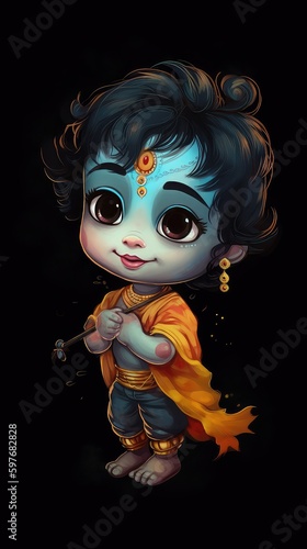 Little Krishna Painting. Generative Al high quality
